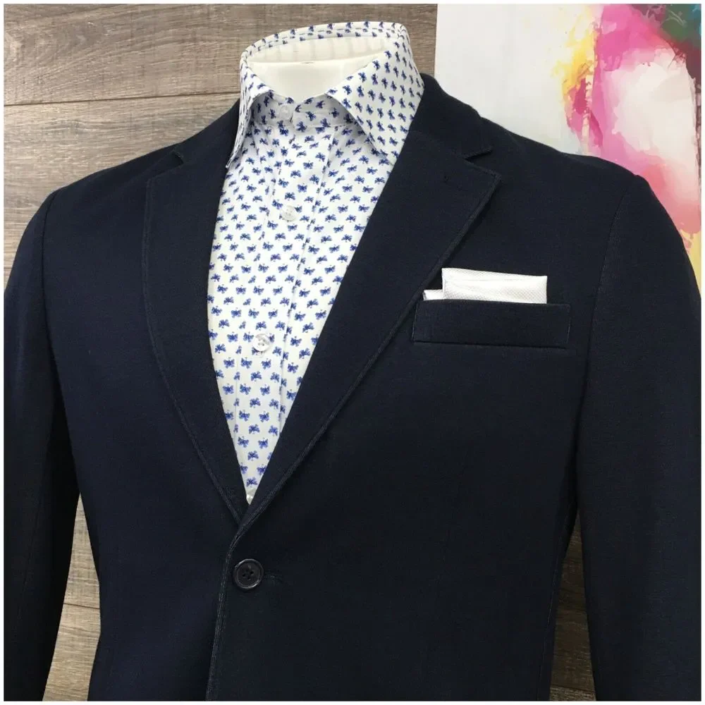 THOMAS DEAN‎ Mens Blazer Sport Coat Casual Jacket Size 40R Jersey Cotton Suit